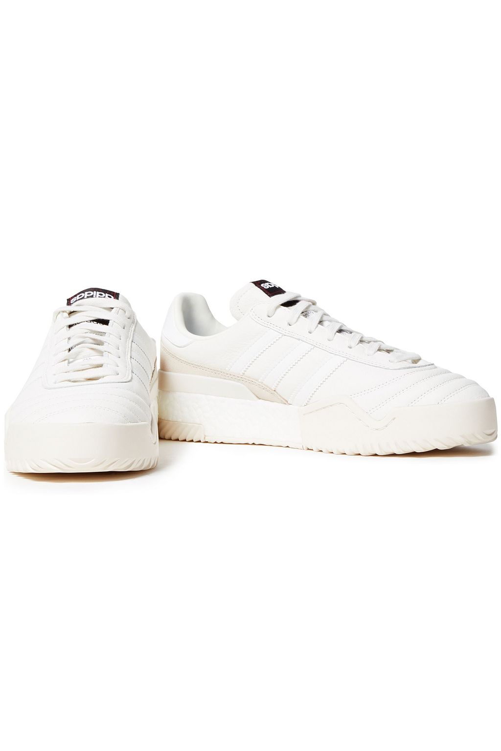 ADIDAS ORIGINALS BY ALEXANDER WANG BBall suede-trimmed quilted textured-leather sneakers