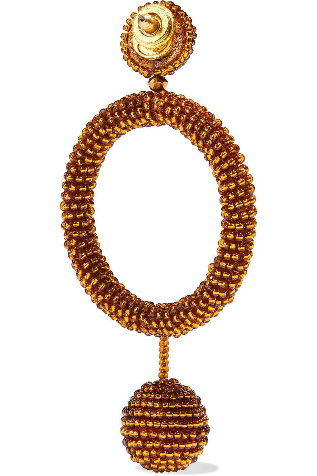 OSCAR DE LA RENTA Gold-tone beaded hoop earrings