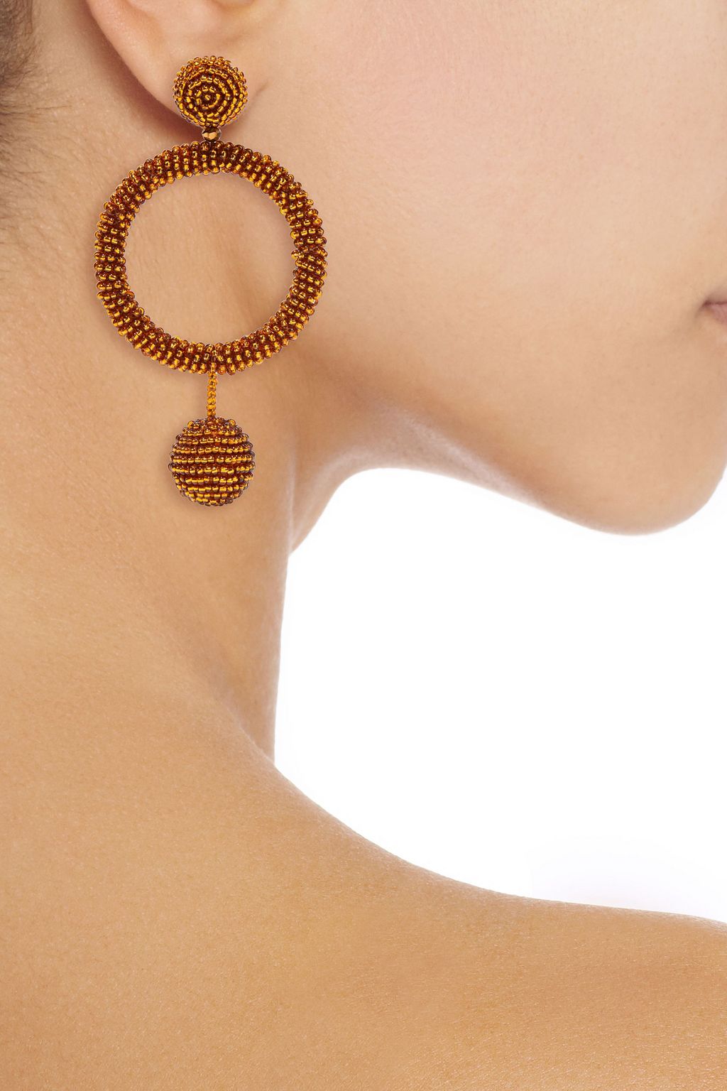 OSCAR DE LA RENTA Gold-tone beaded hoop earrings