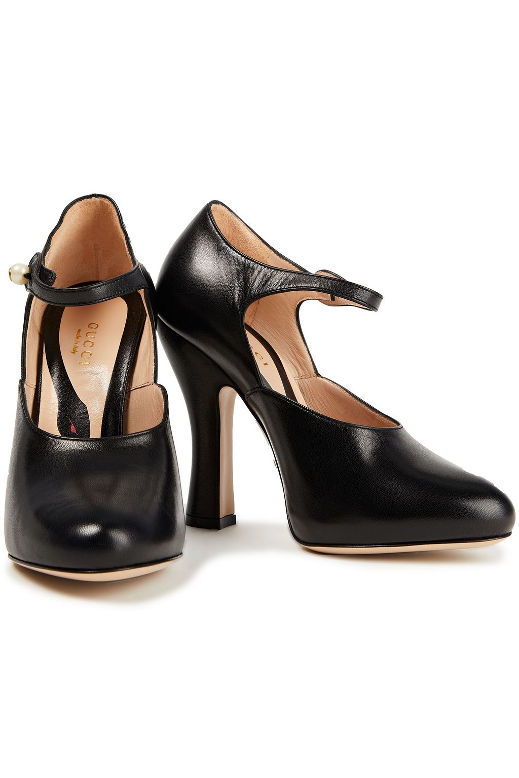 GUCCI Verzierte Mary-Jane-Pumps aus Leder