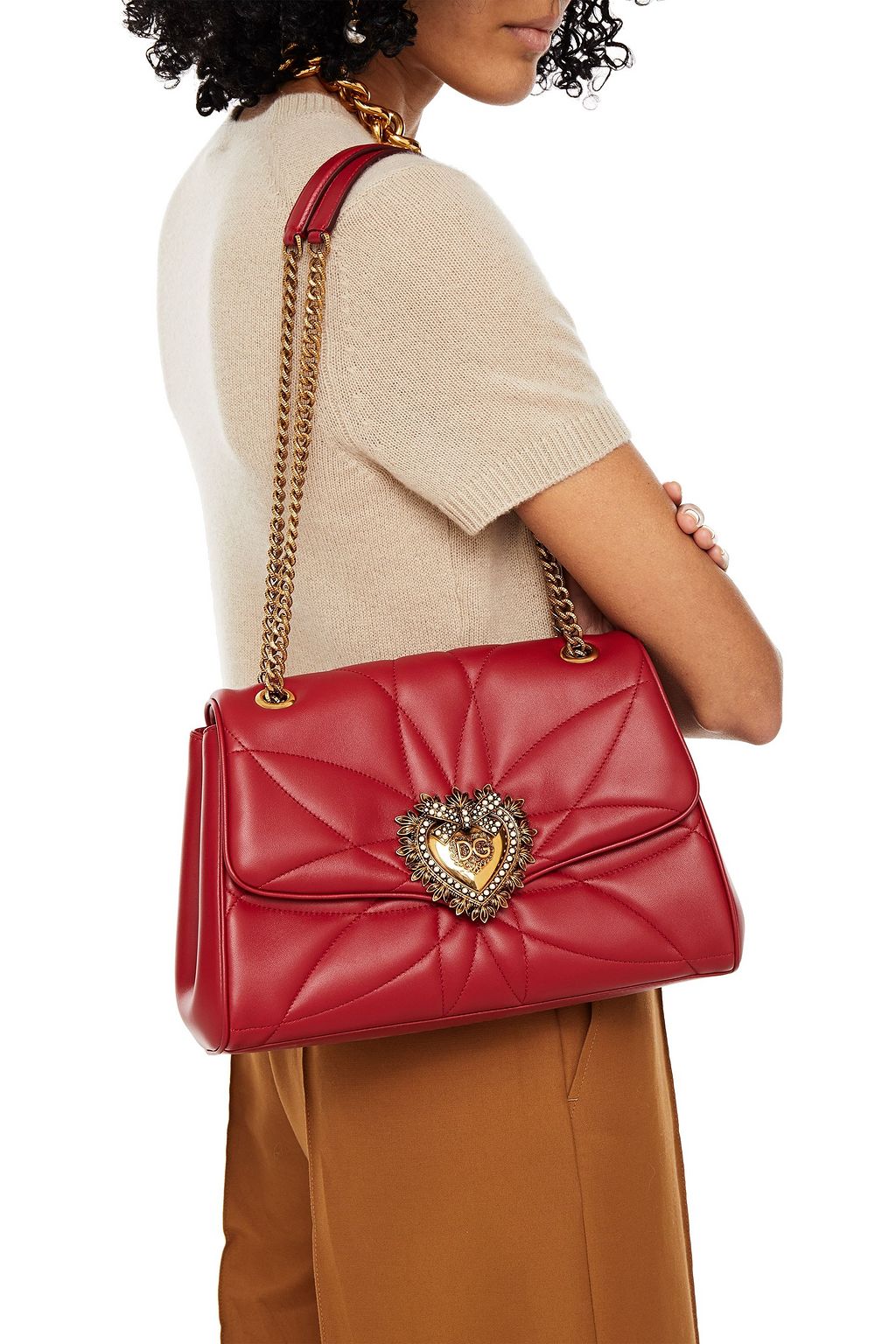 DOLCE&GABBANA Devotion large embellished quilted leather shoulder bag