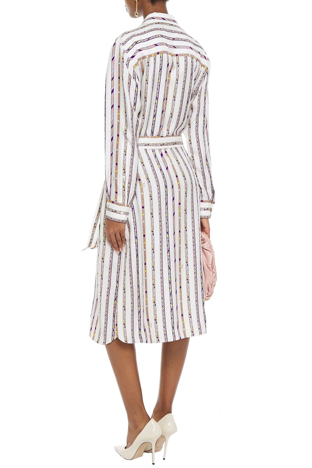 PUCCI Belted printed silk-twill midi shirt dress