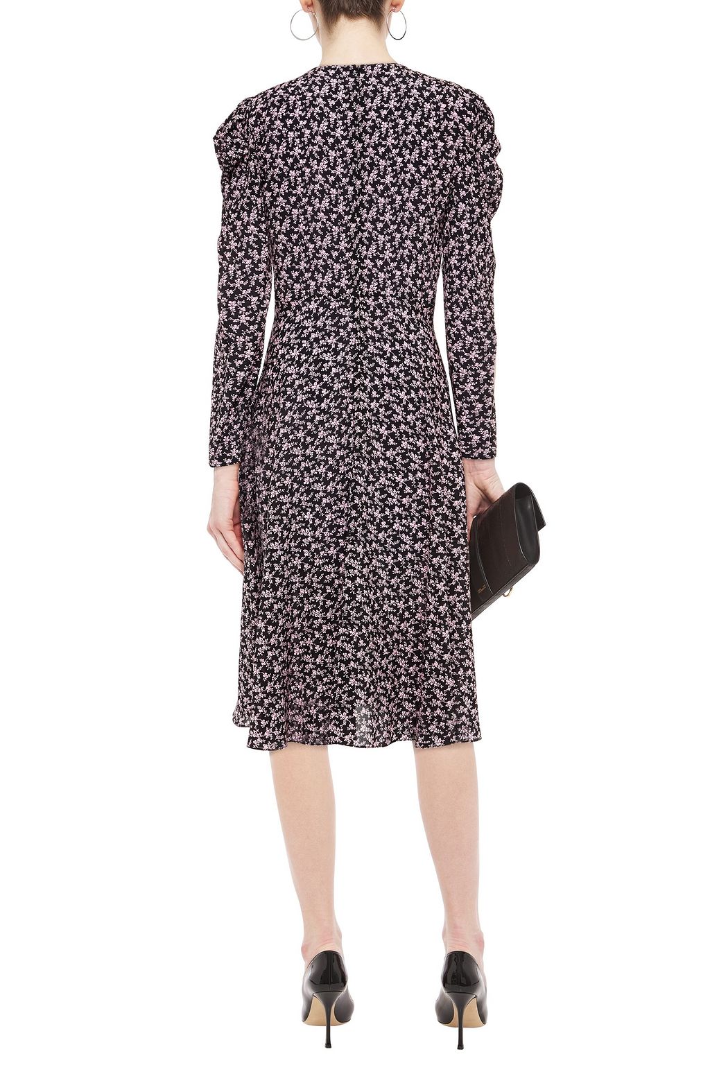 PHILOSOPHY DI LORENZO SERAFINI Gathered floral-print silk crepe de chine midi dress