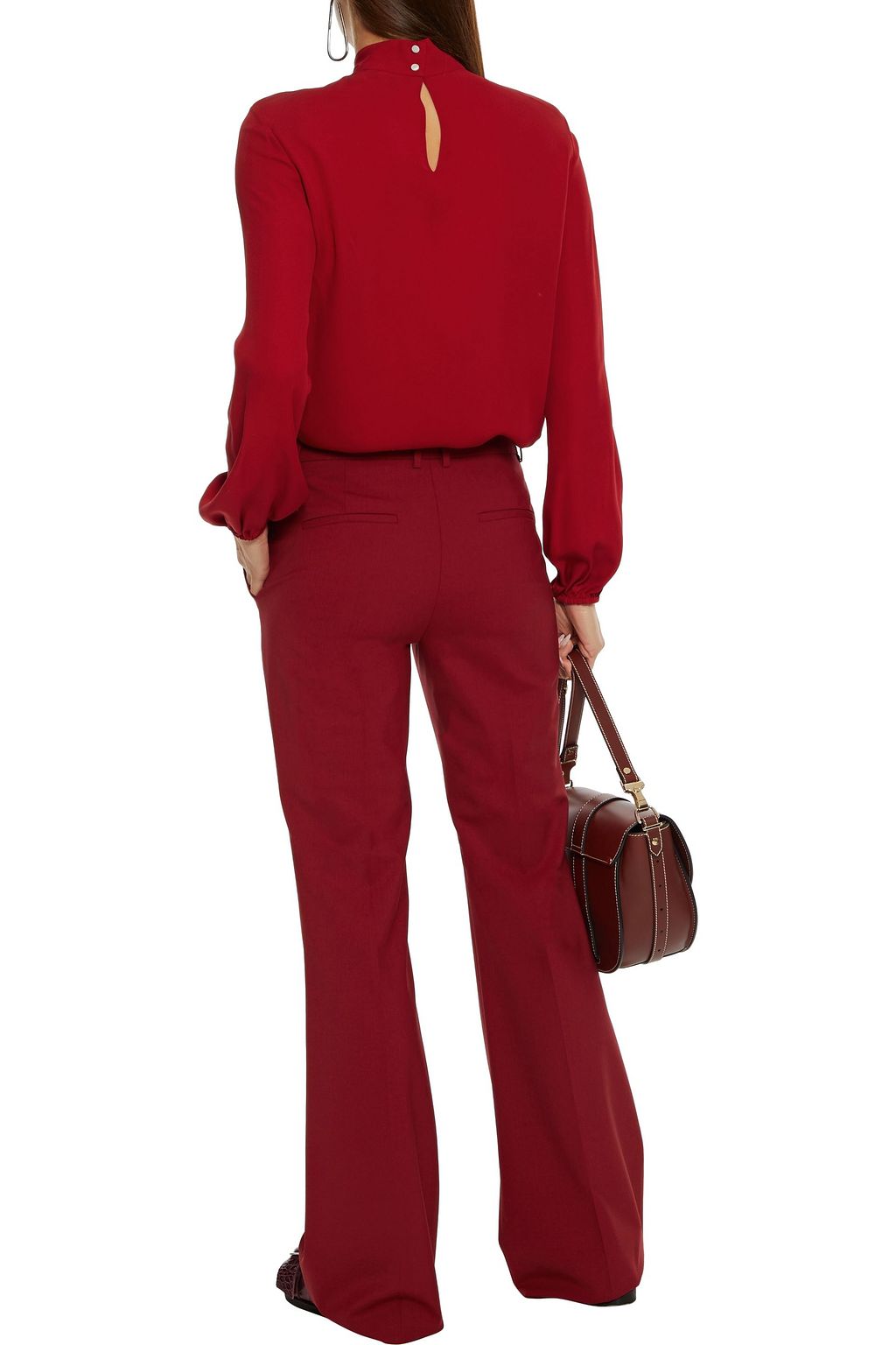 THEORY Wool-blend crepe flared pants