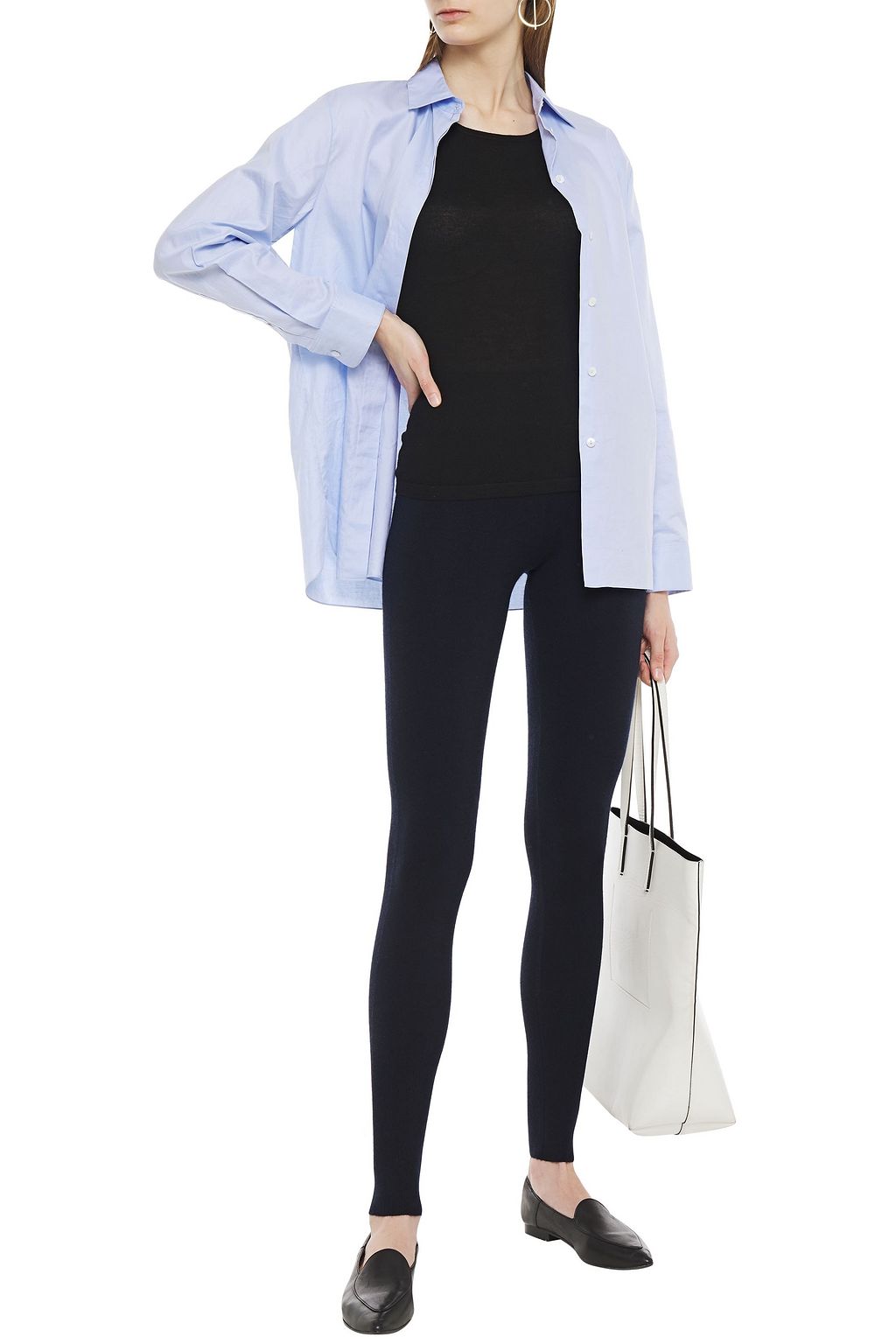 N.PEAL Mélange cashmere and silk-blend leggings
