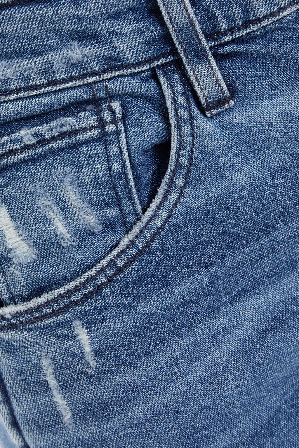 3X1 NYC Straight Authentic cropped distressed high-rise slim-leg jeans