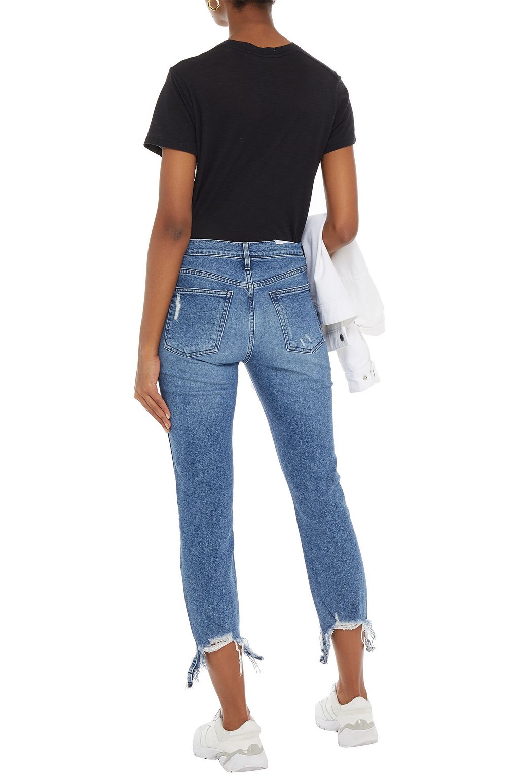 3X1 NYC Straight Authentic cropped distressed high-rise slim-leg jeans