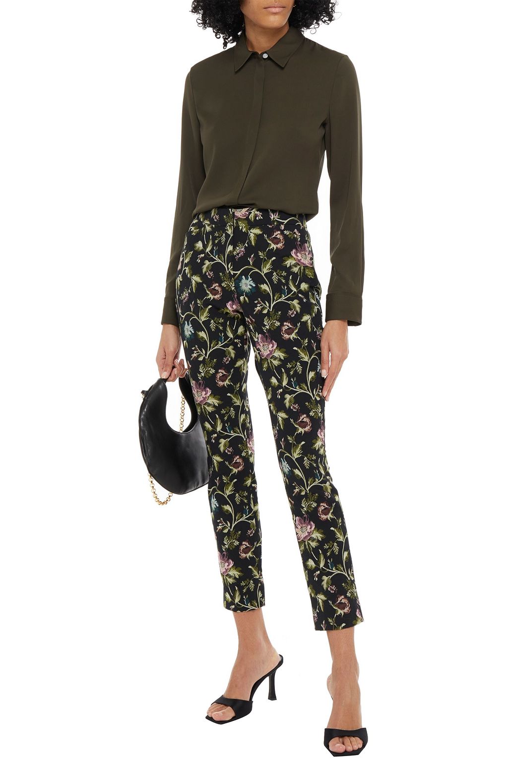 ERDEM Sidney cropped cotton-blend jacquard slim-leg pants