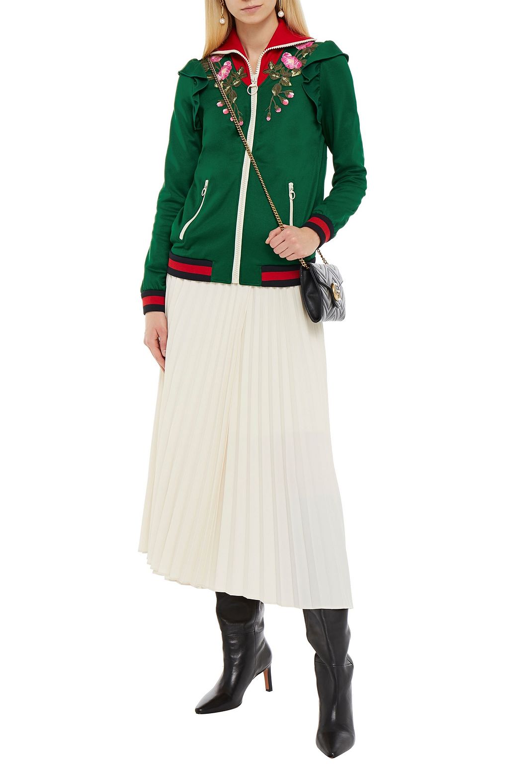 GUCCI 刺繍入り カラーブロック テックジャージー トラックジャケット
