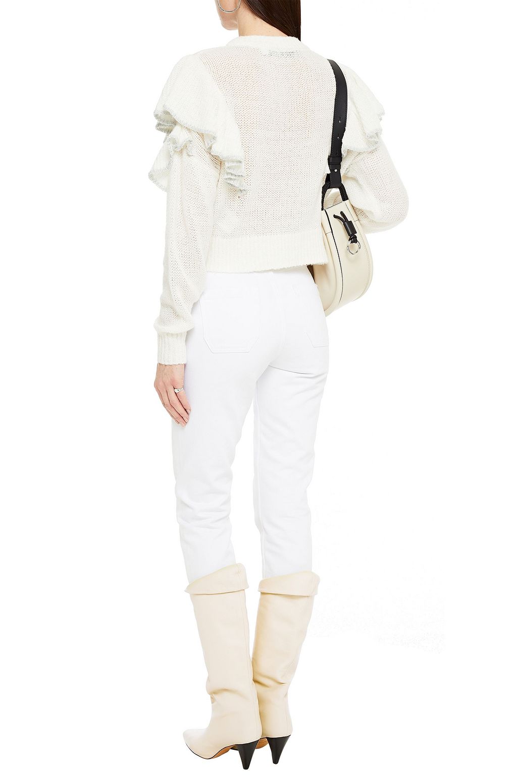 IRO Cropped ruffled knitted sweater