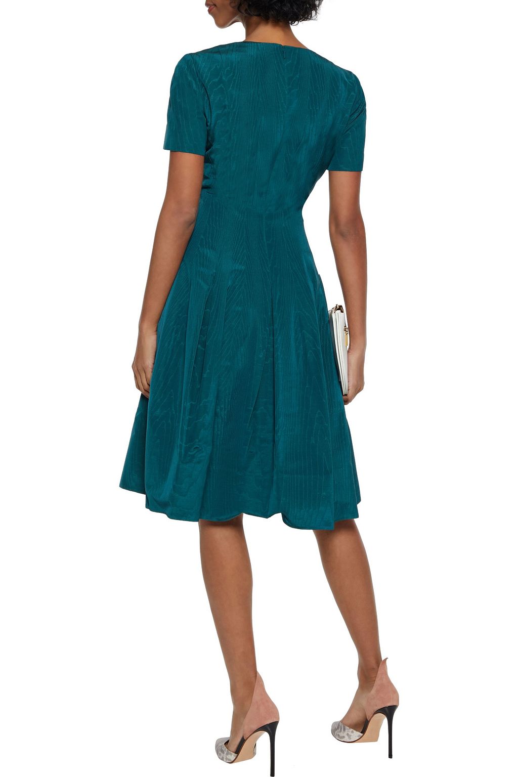 OSCAR DE LA RENTA Flared cotton-blend moire dress