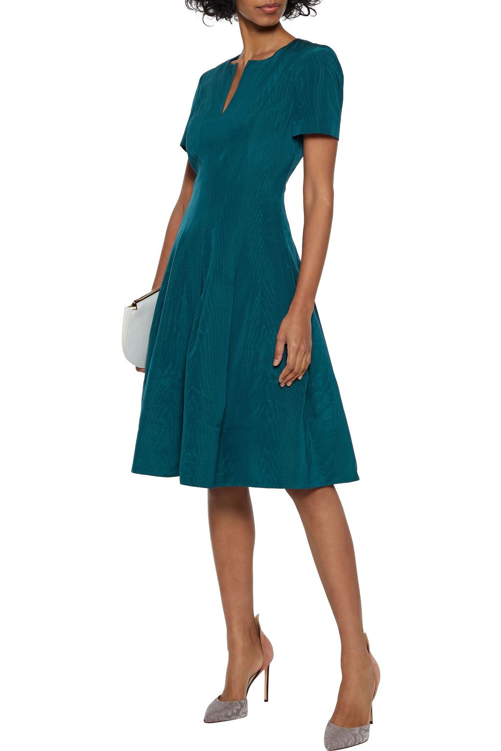OSCAR DE LA RENTA Flared cotton-blend moire dress