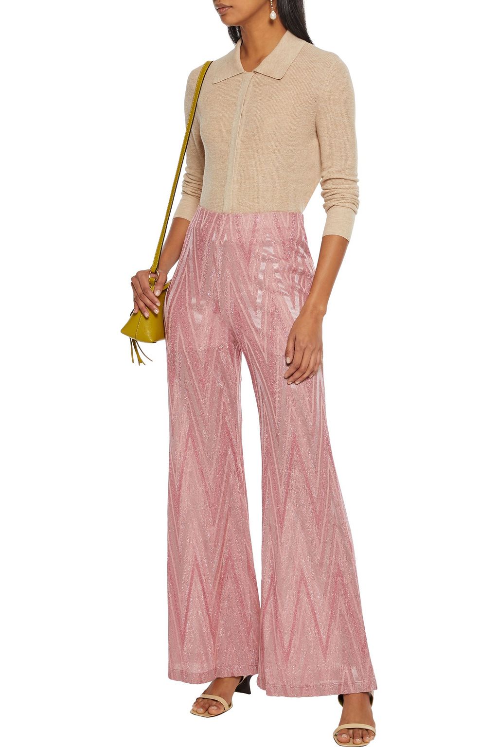 M MISSONI Metallic crochet-knit flared pants