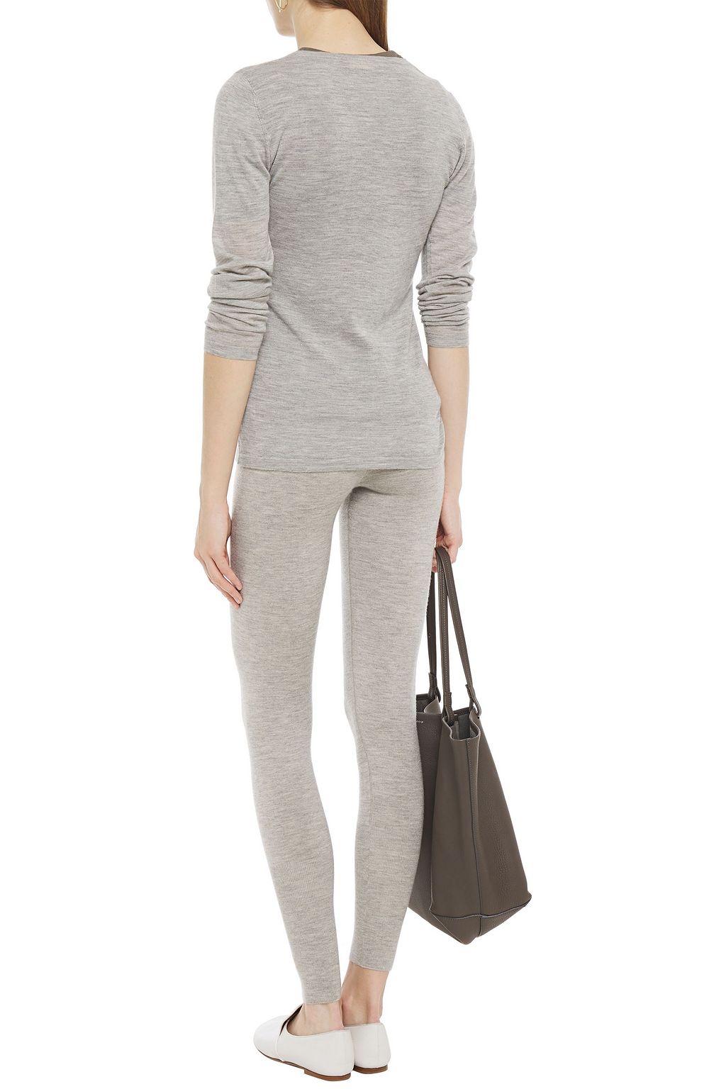 N.PEAL Mélange cashmere and silk-blend leggings