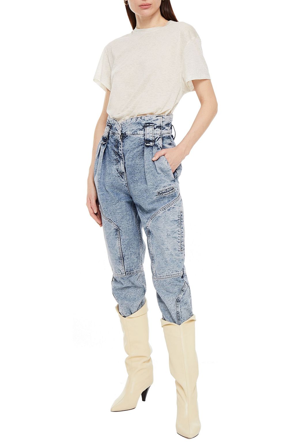 IRO Syra cropped metallic high-rise tapered jeans