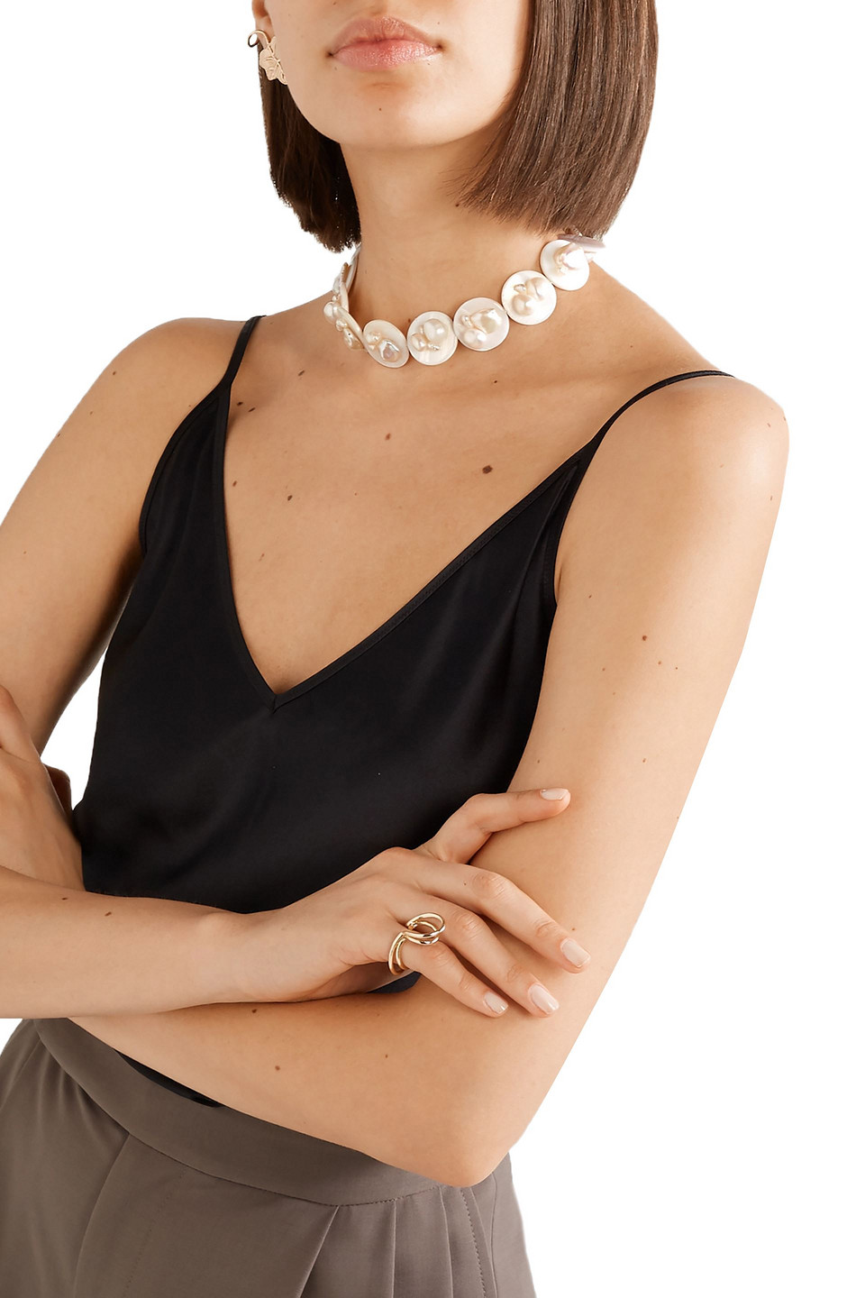 Anita Berisha Gold-tone Pearl Choker In 