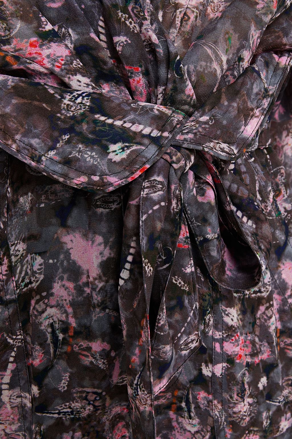 IRO Belted gathered printed georgette jumpsuit