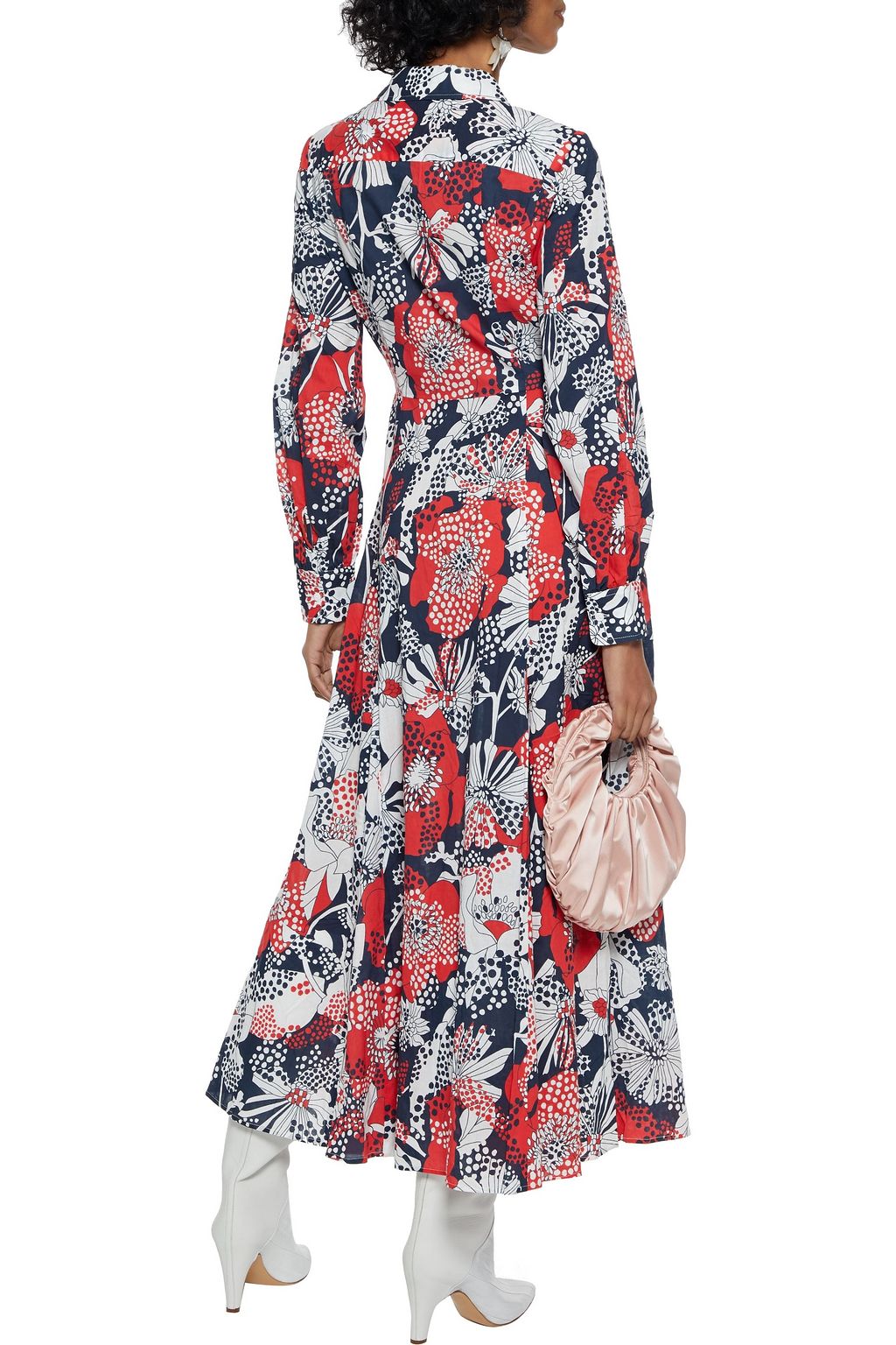 RIXO Maddison printed cotton midi shirt dress