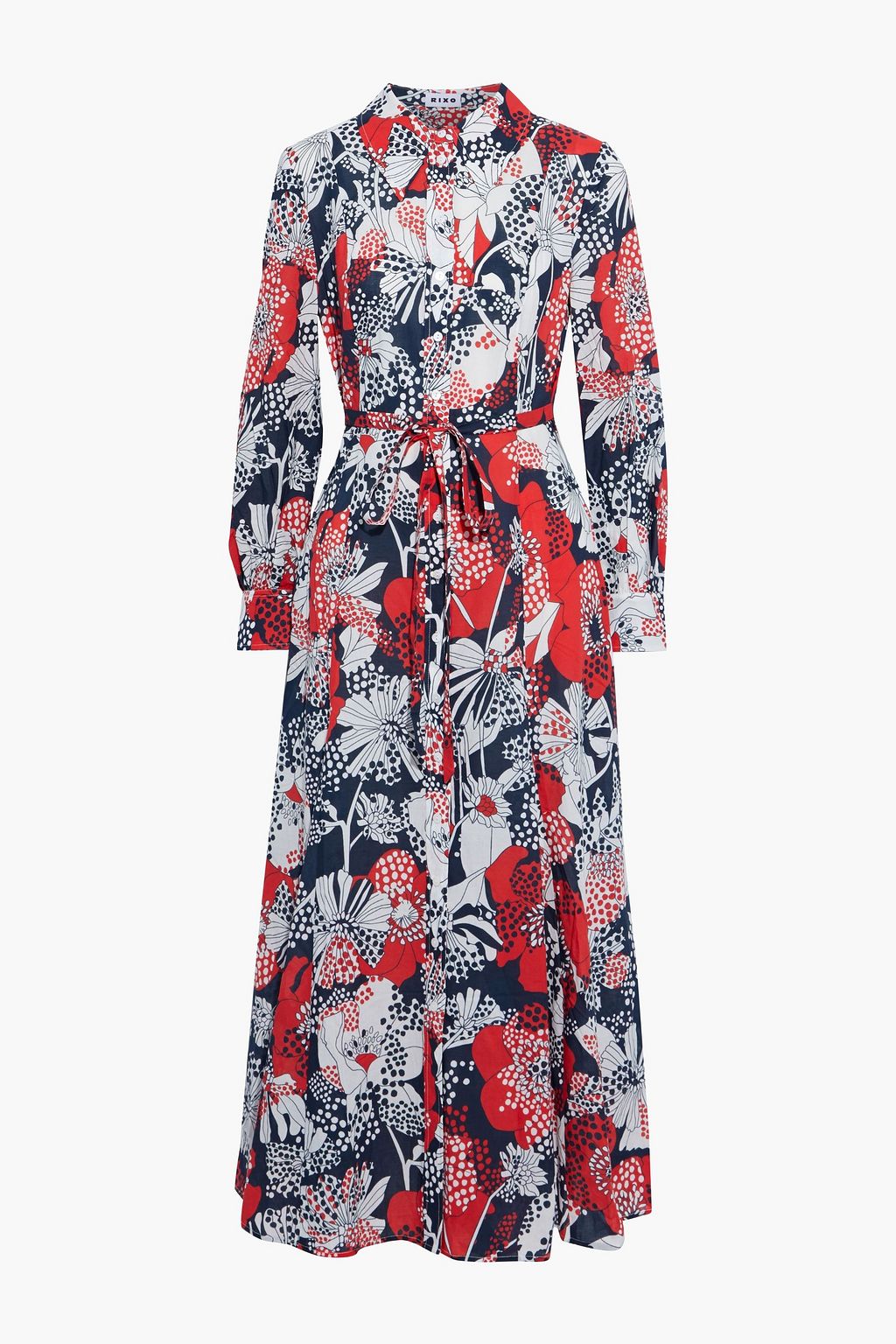 RIXO Maddison printed cotton midi shirt dress | Sale up to 70% off ...