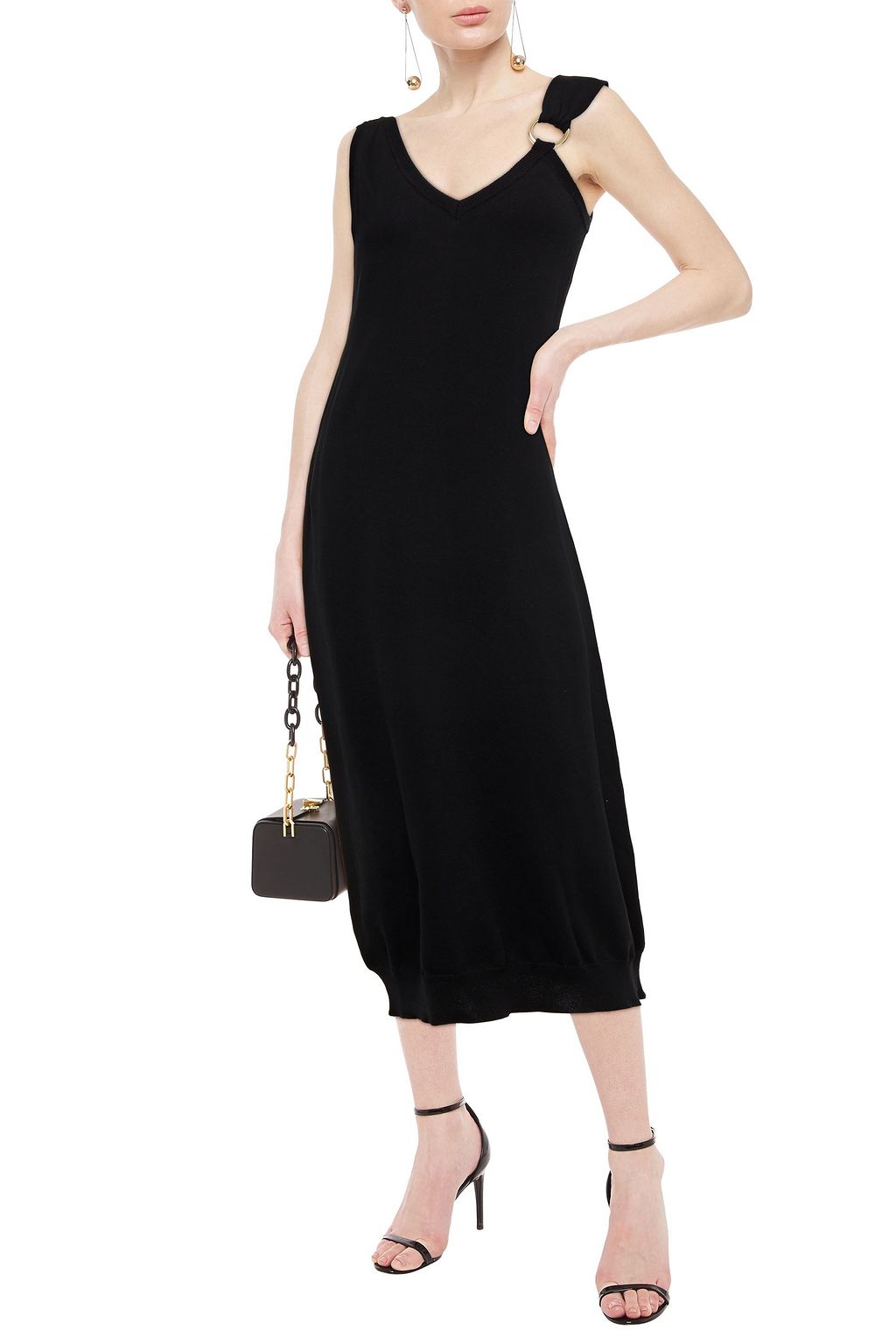 BOUTIQUE MOSCHINO Ring-embellished cotton midi dress