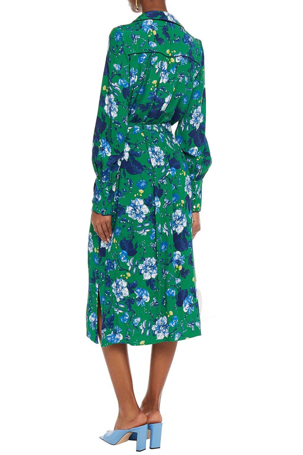 ERDEM Quenna belted floral-print silk-crepe midi dress