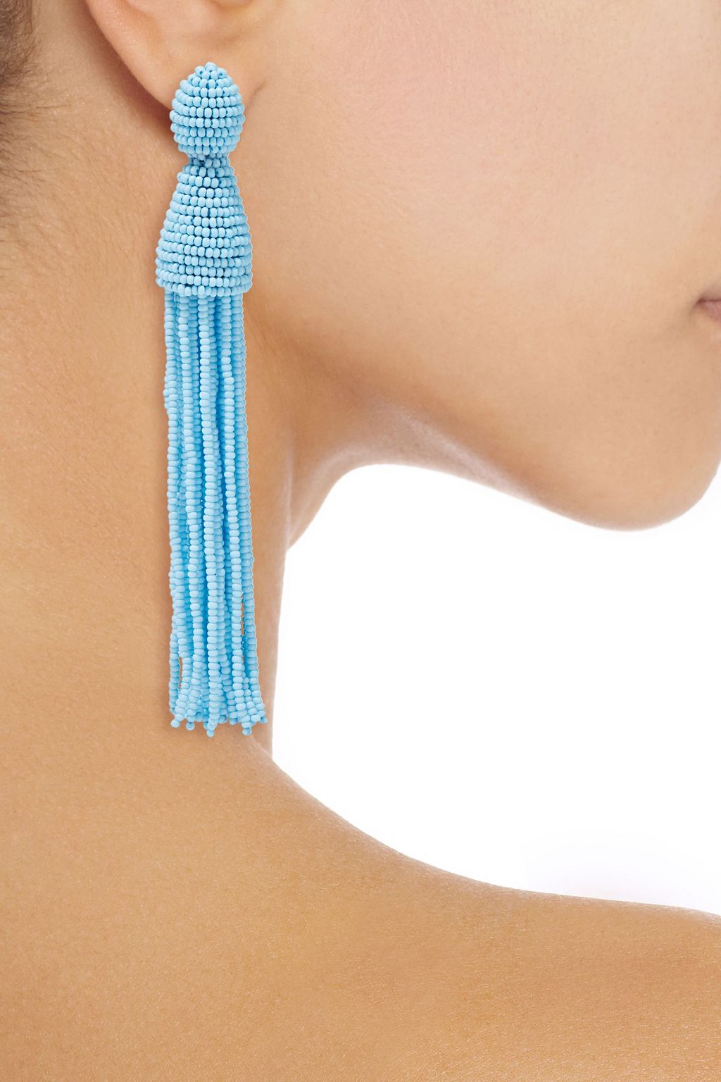 OSCAR DE LA RENTA Gold-tone beaded tassel clip earrings