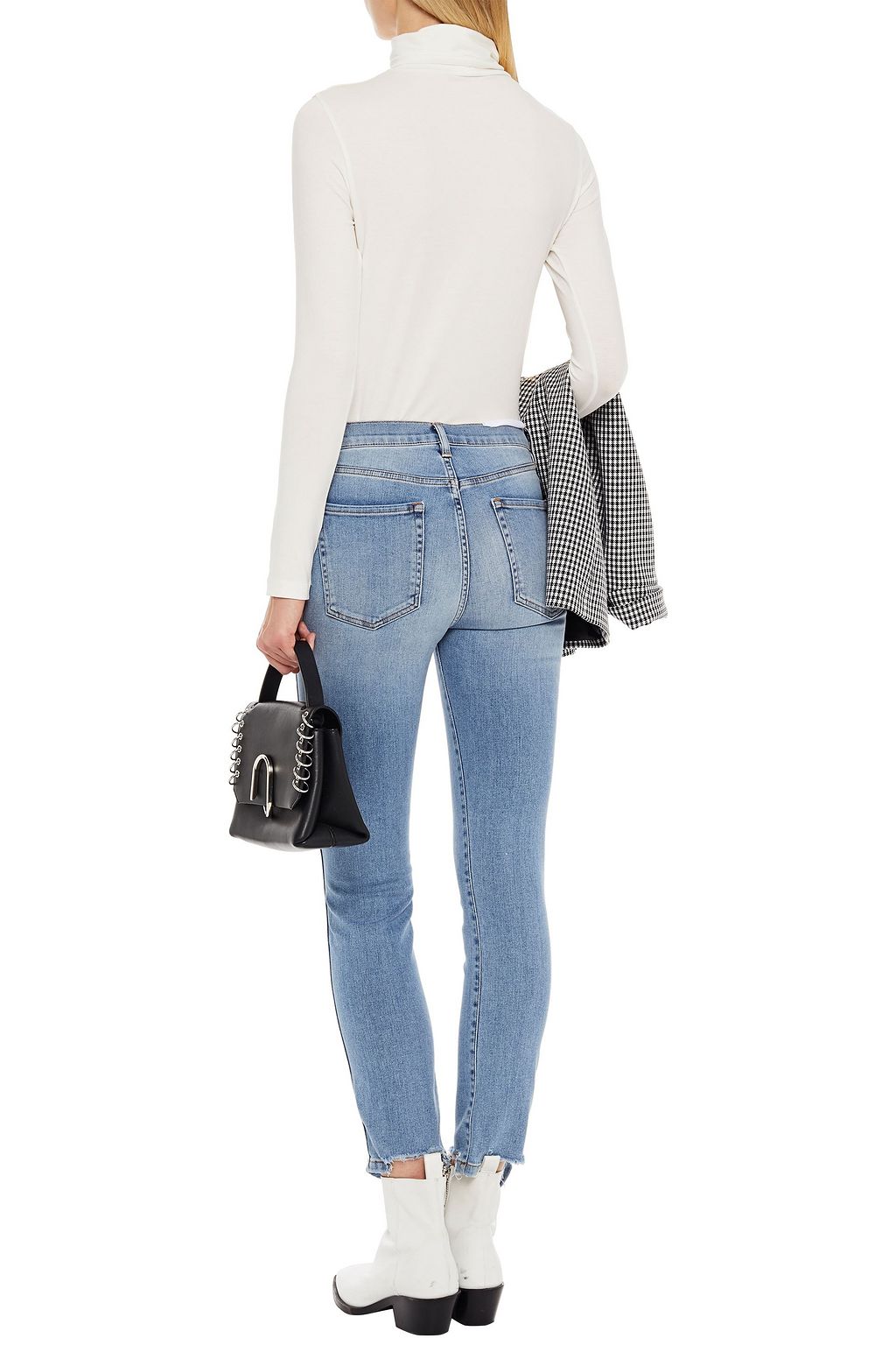 3X1 NYC Cropped frayed faded high-rise slim-leg jeans