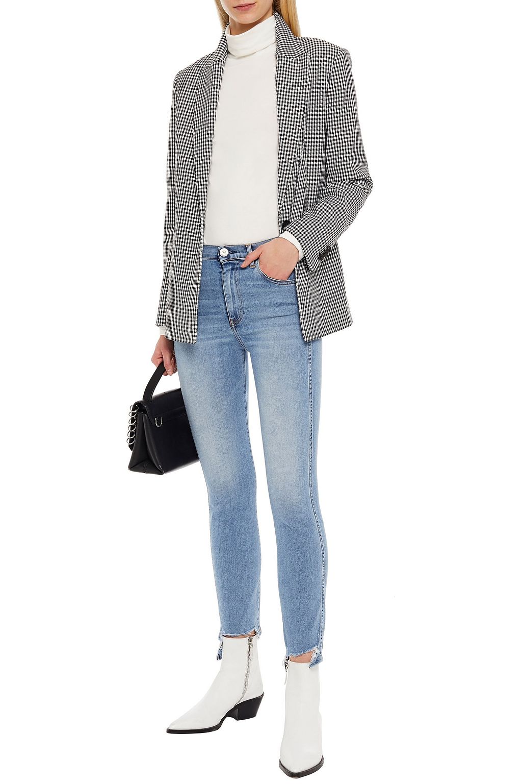 3X1 NYC Cropped frayed faded high-rise slim-leg jeans