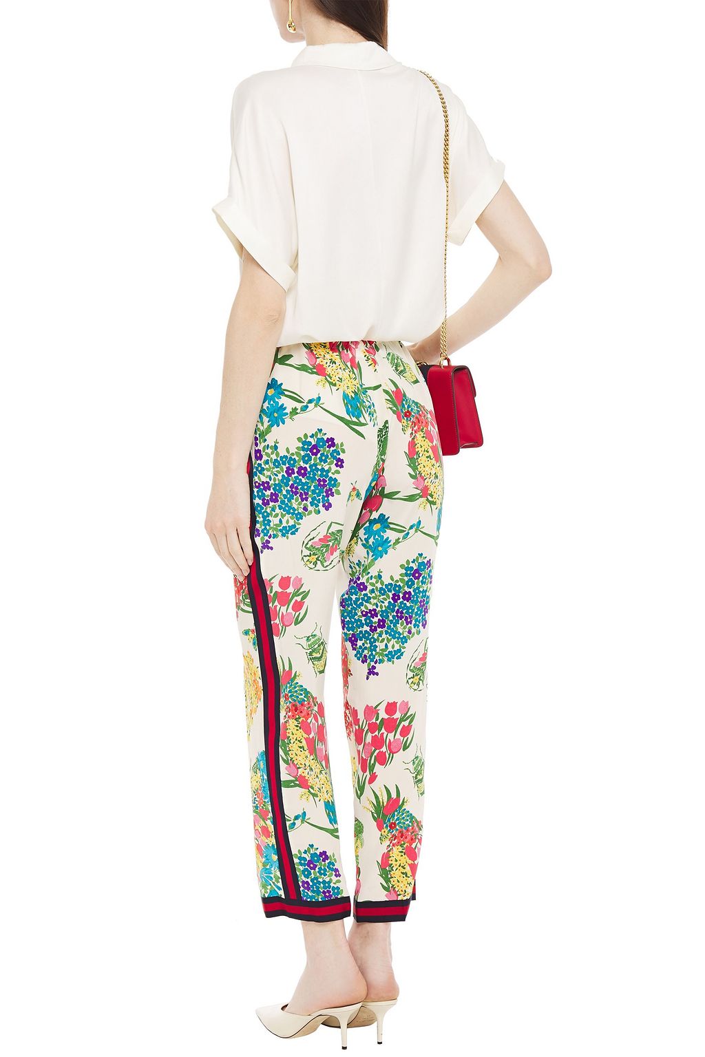 GUCCI Printed silk crepe de chine straight-leg pants
