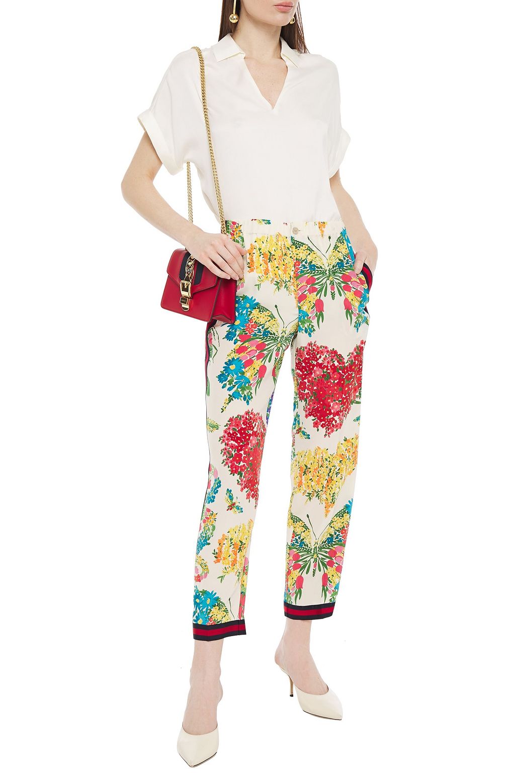 GUCCI Printed silk crepe de chine straight-leg pants