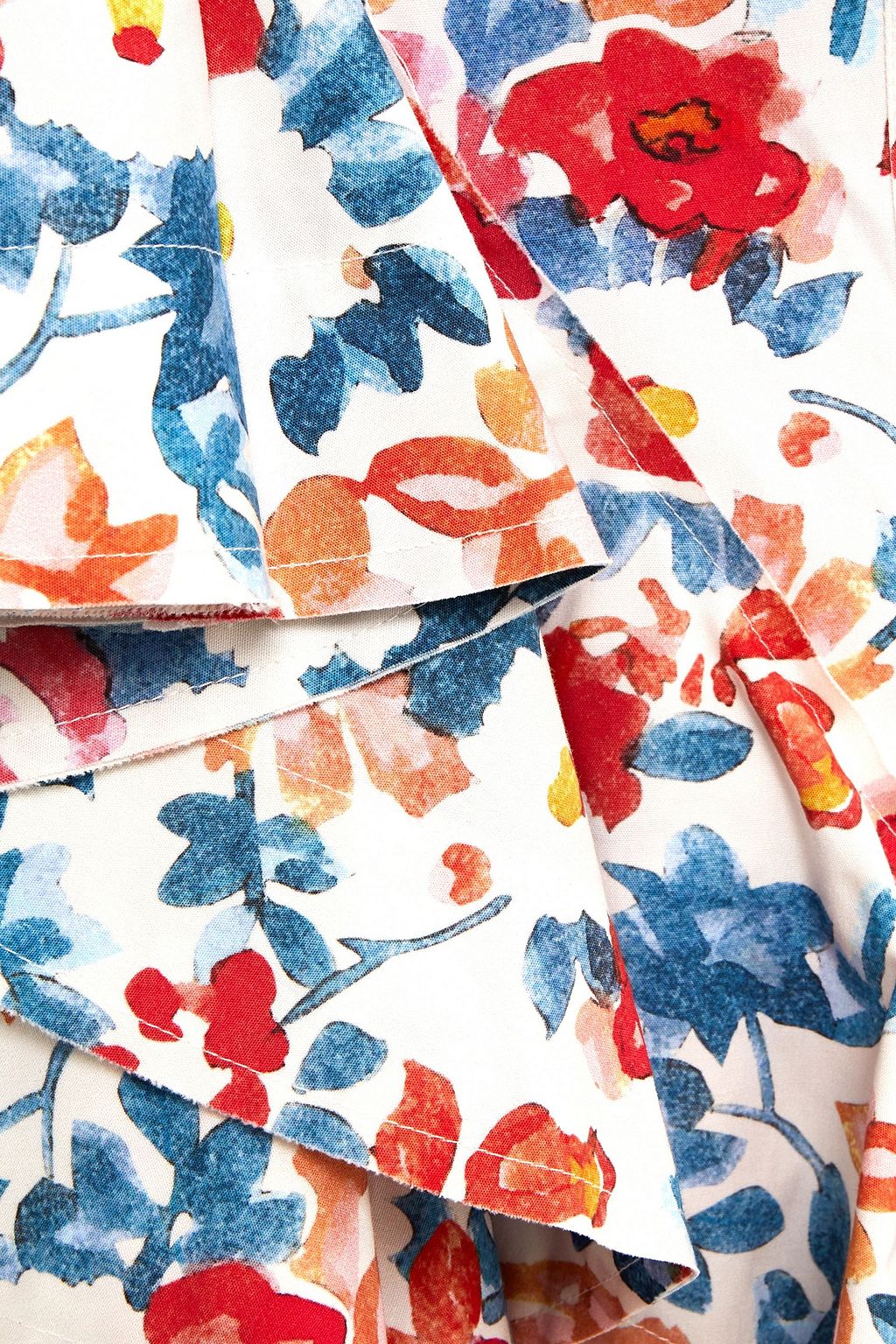 JW ANDERSON Ruffled floral-print cotton-blend midi skirt