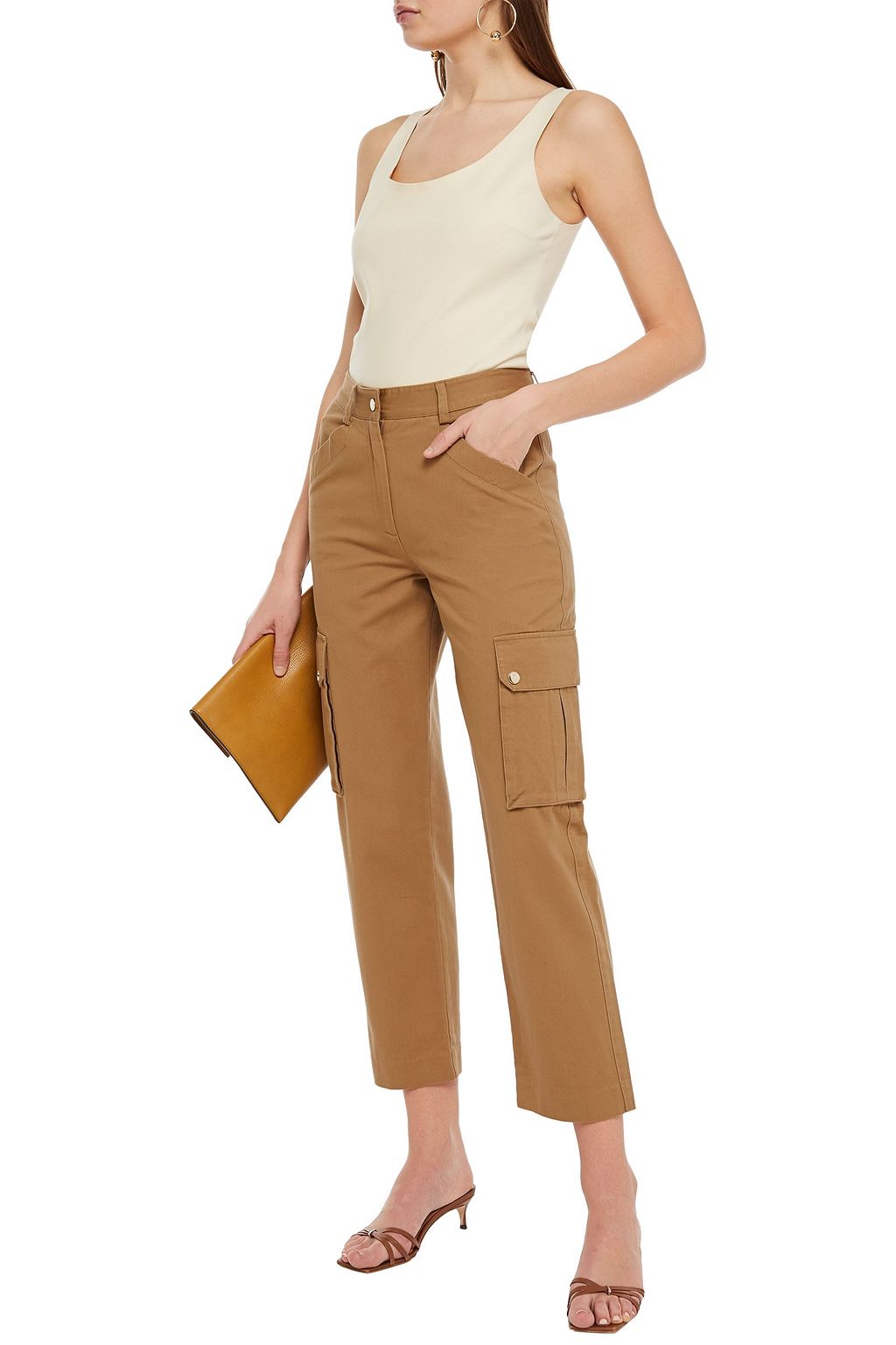 MAJE Cropped cotton-gabardine straight-leg pants