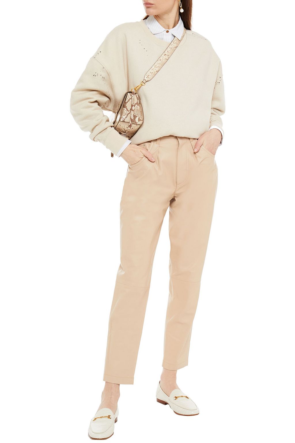 IRO Pleated leather tapered pants