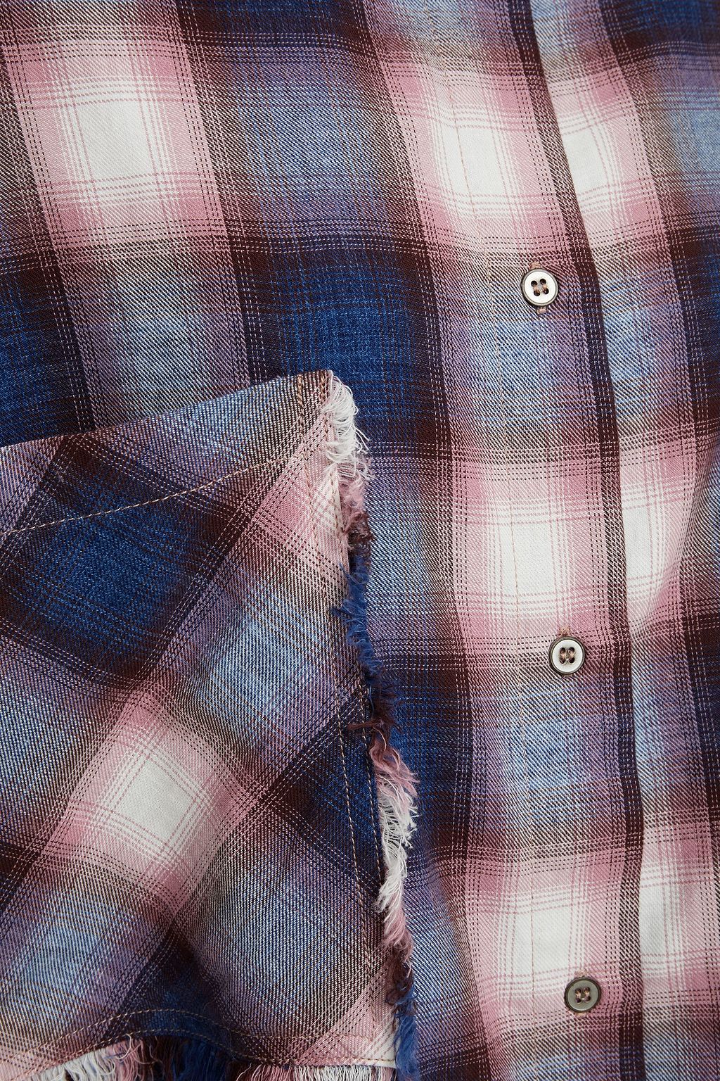 IRO Baswya frayed checked cotton-flannel shirt