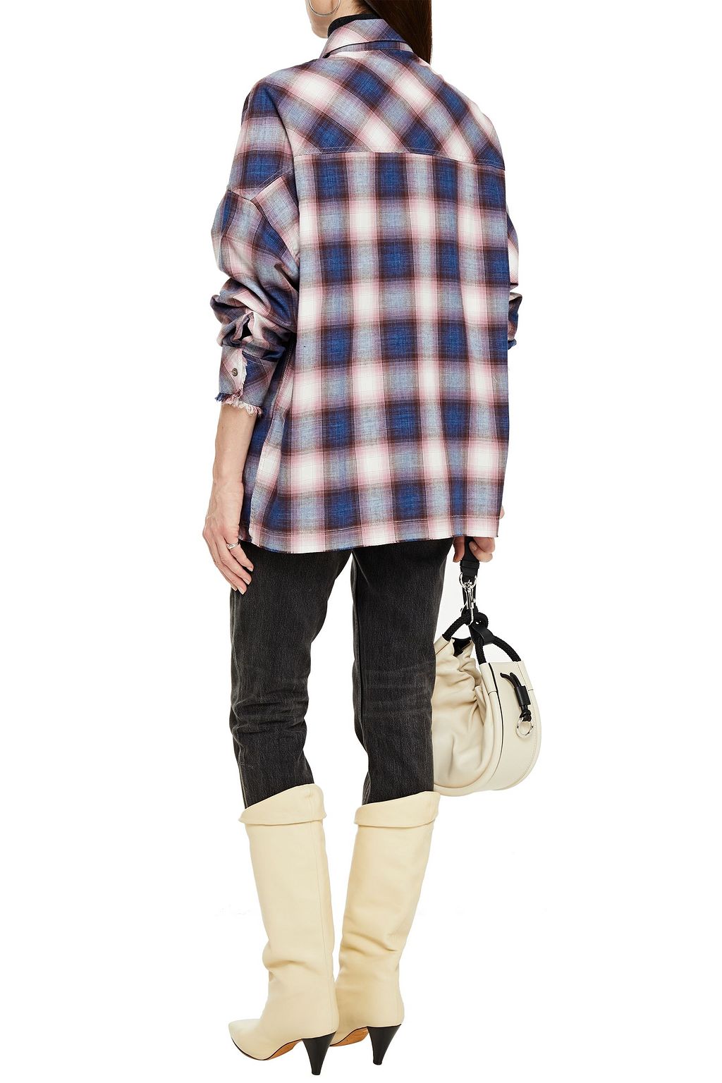 IRO Baswya frayed checked cotton-flannel shirt