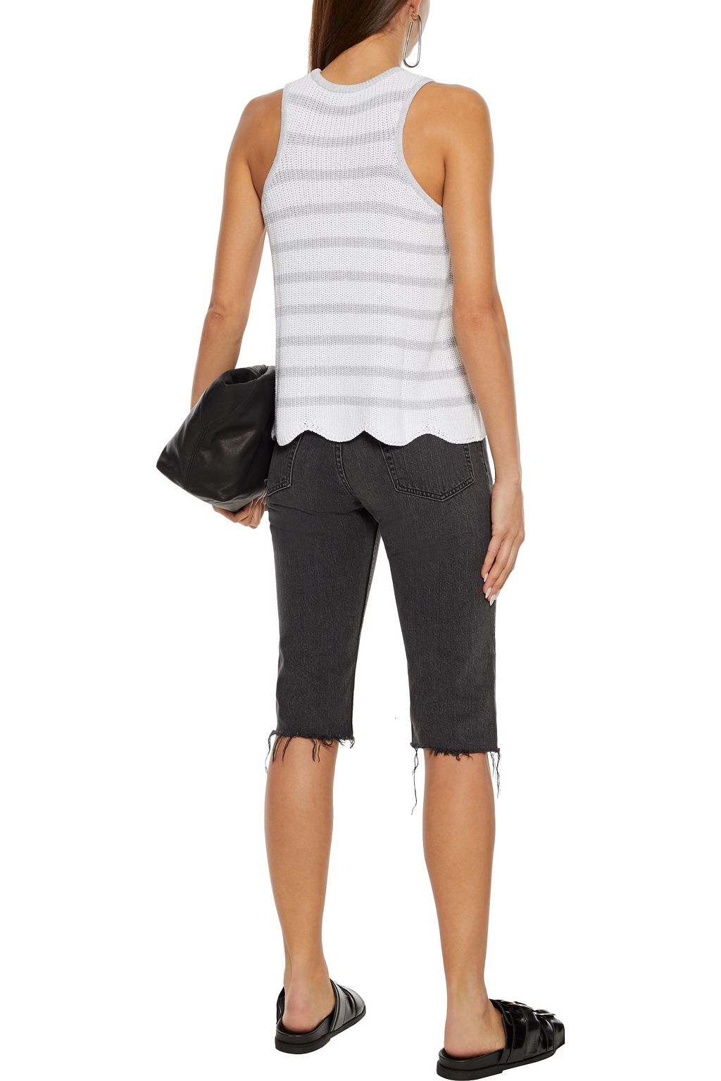 COTTON BY AUTUMN CASHMERE Scalloped striped cotton tank