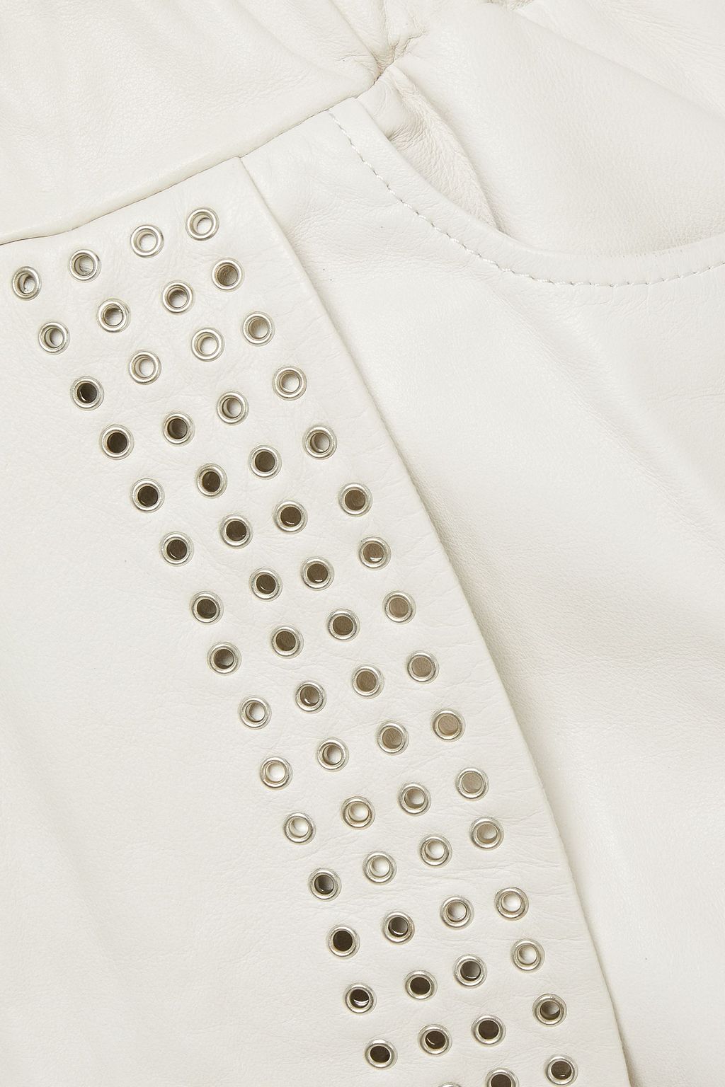 IRO Manila wrap-effect eyelet-trimmed leather mini skirt