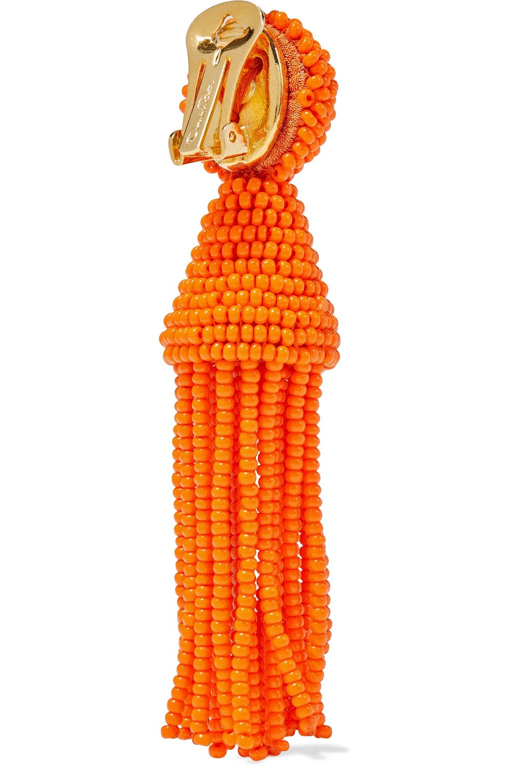 OSCAR DE LA RENTA Gold-tone beaded tassel clip earrings