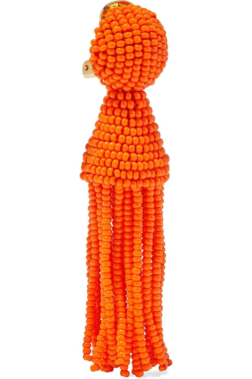 OSCAR DE LA RENTA Gold-tone beaded tassel clip earrings