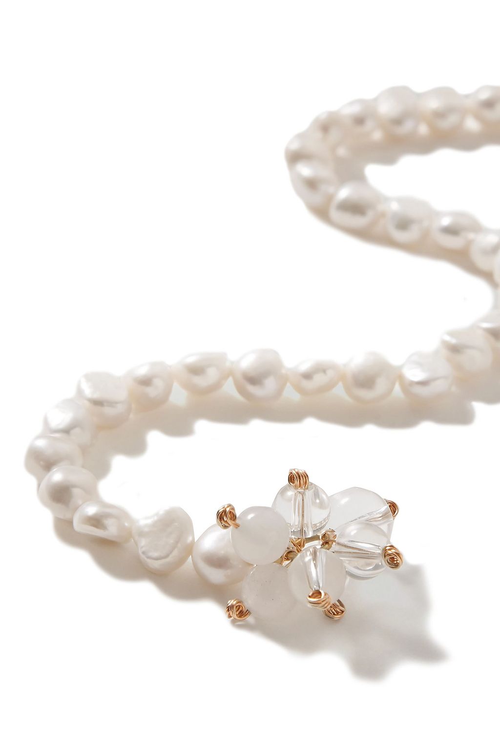 ​ANITA BERISHA Gold-plated, quartz, pearl and glass body chain