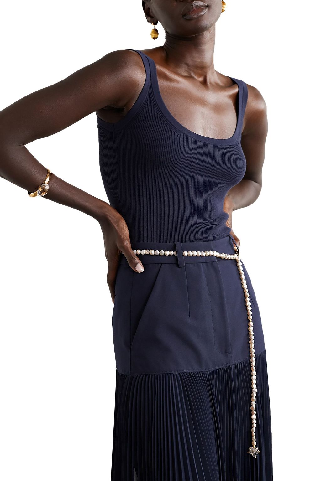 ​ANITA BERISHA Gold-plated, quartz, pearl and glass body chain