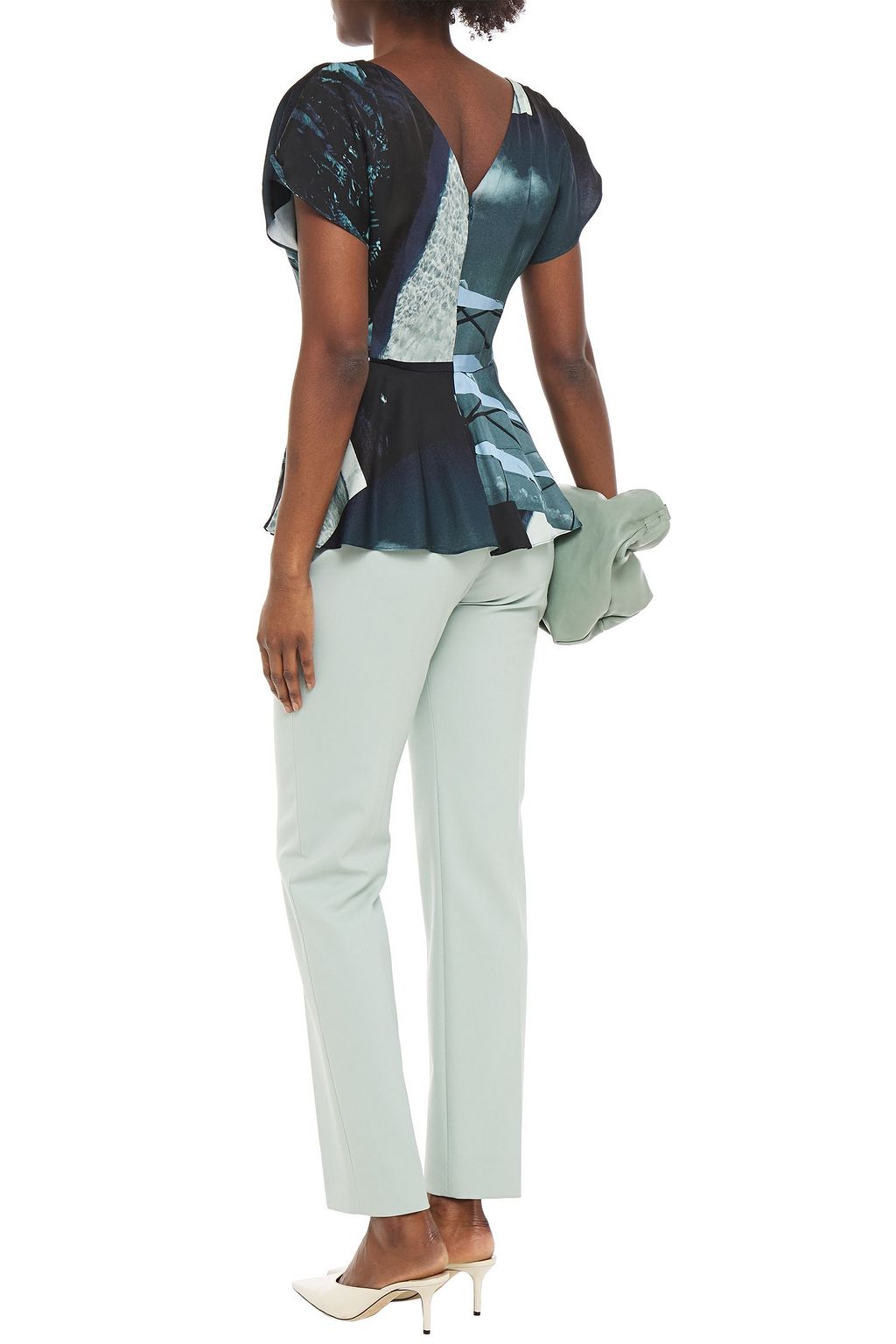 PAUL SMITH Printed satin peplum blouse