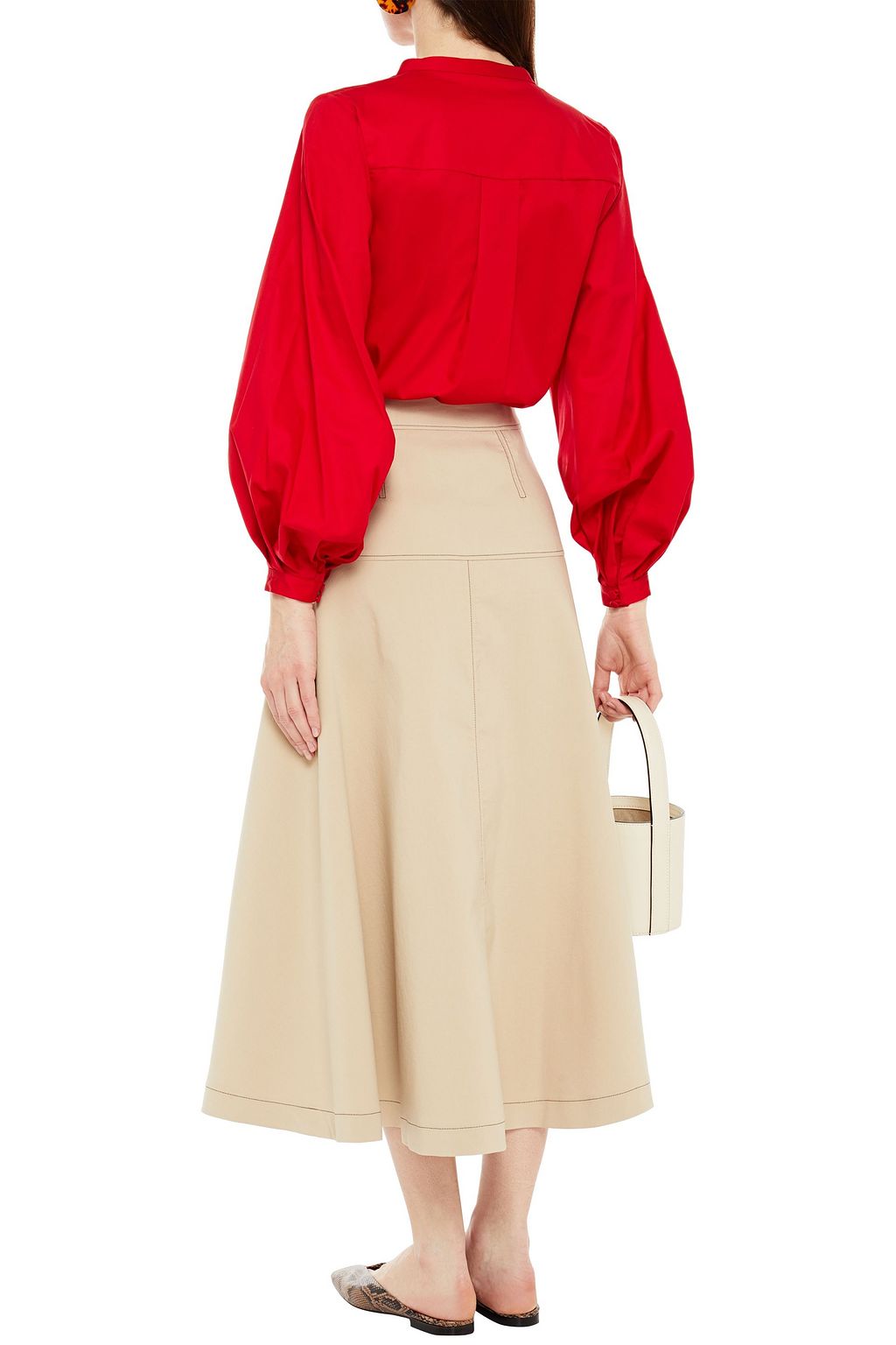 REJINA PYO Alana flared cotton-blend canvas midi skirt