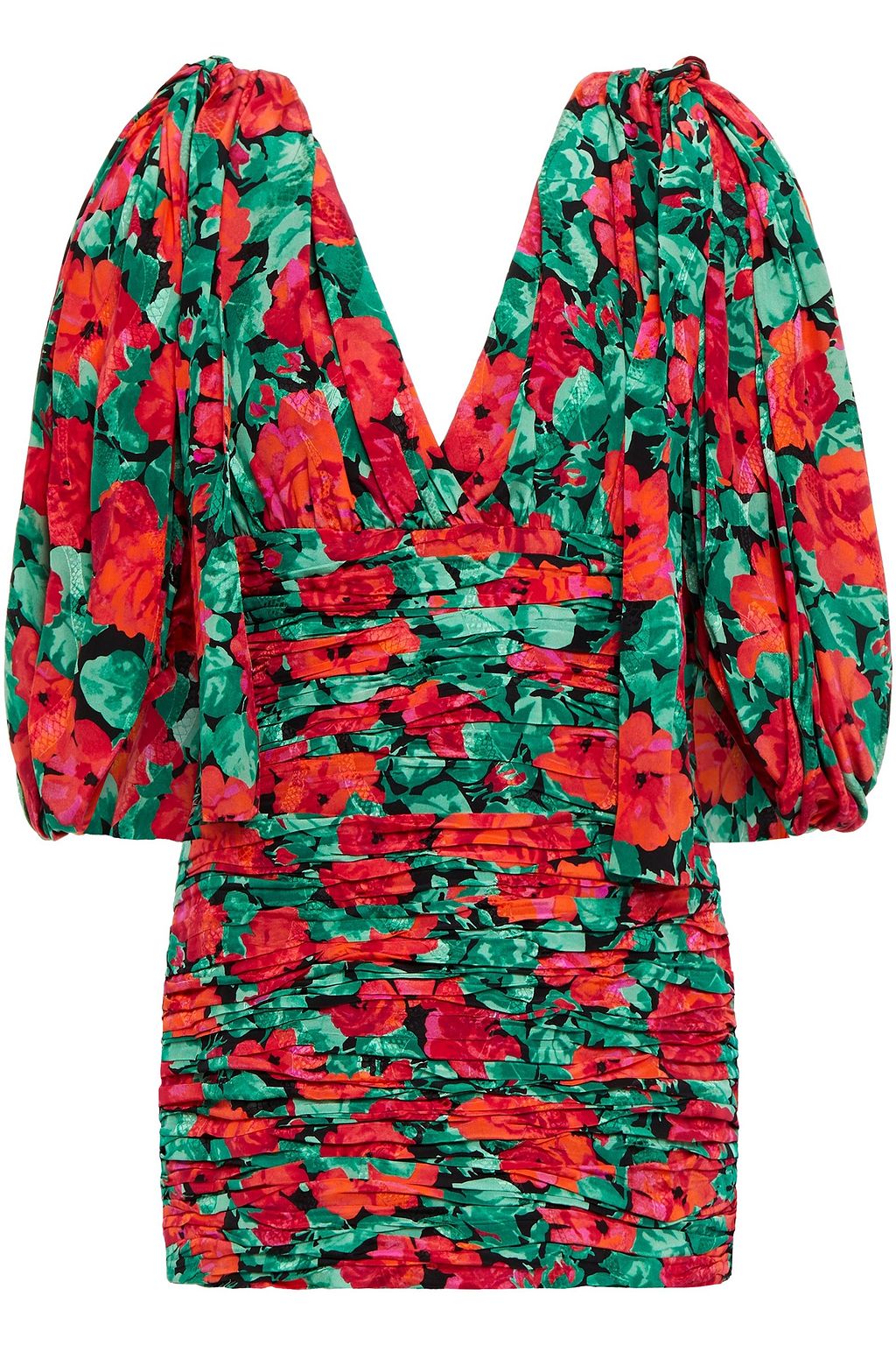 Gucci Women Bordeaux Gradient Dress With Removable Belt  And All-Over Flora Print In Silk Woman