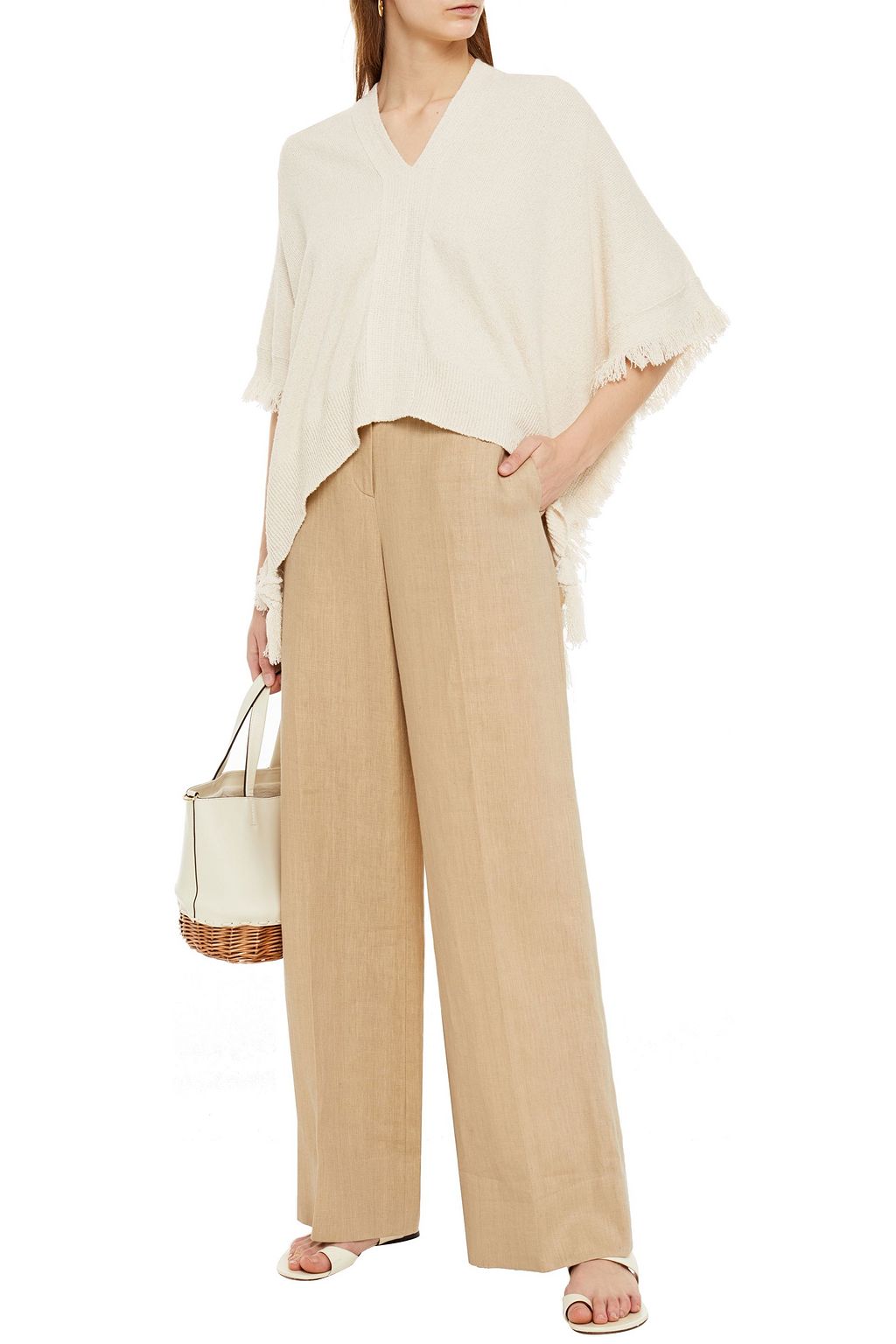 VANESSA BRUNO Frayed bouclé-knit poncho