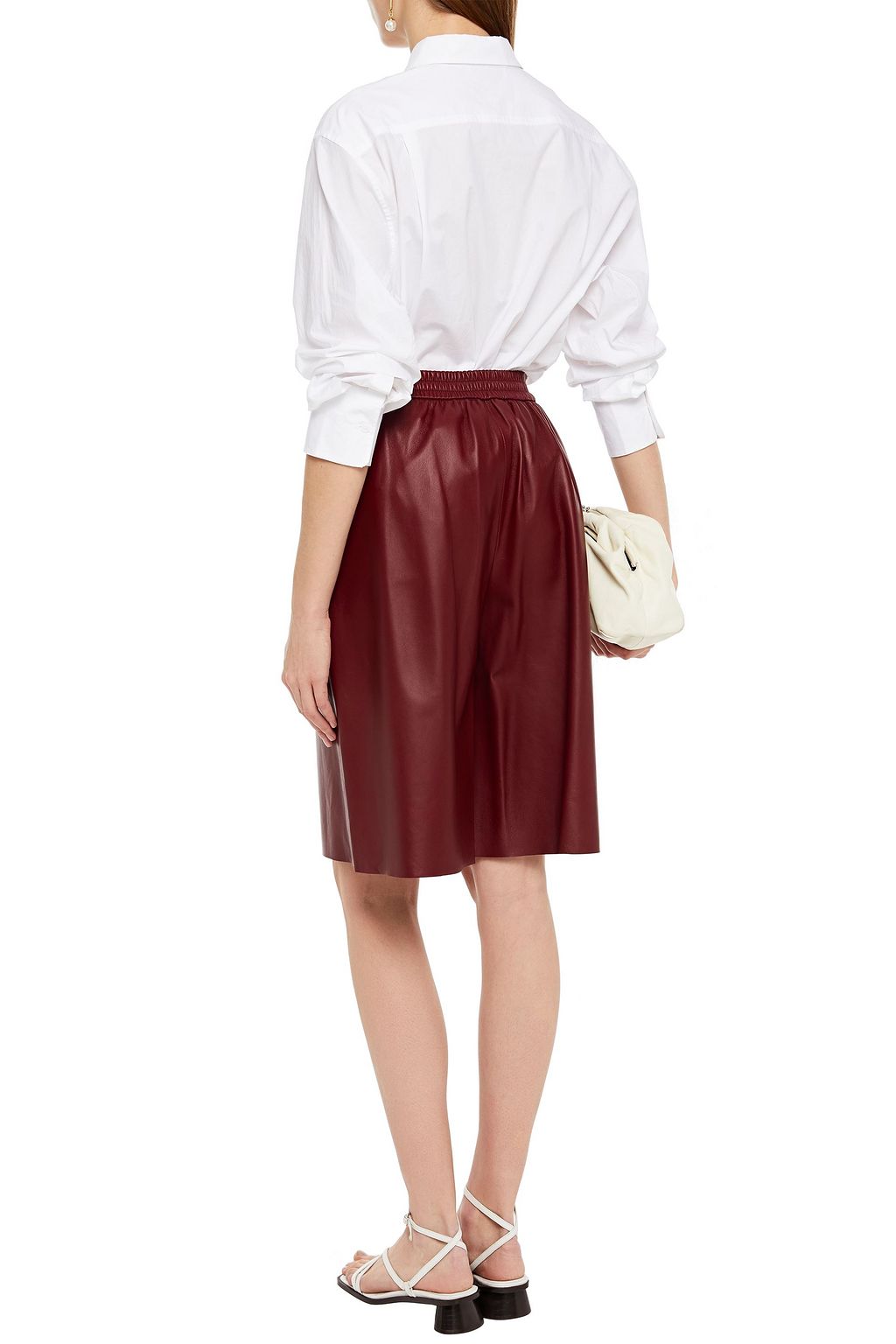 JOSEPH Gathered leather shorts