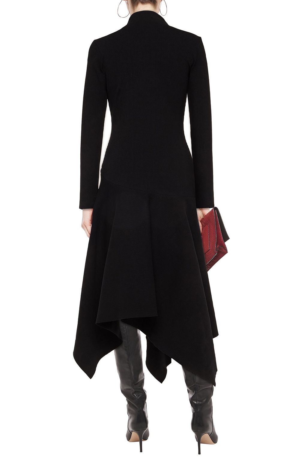 MARQUES' ALMEIDA Asymmetric ribbed organic stretch cotton-jersey midi dress