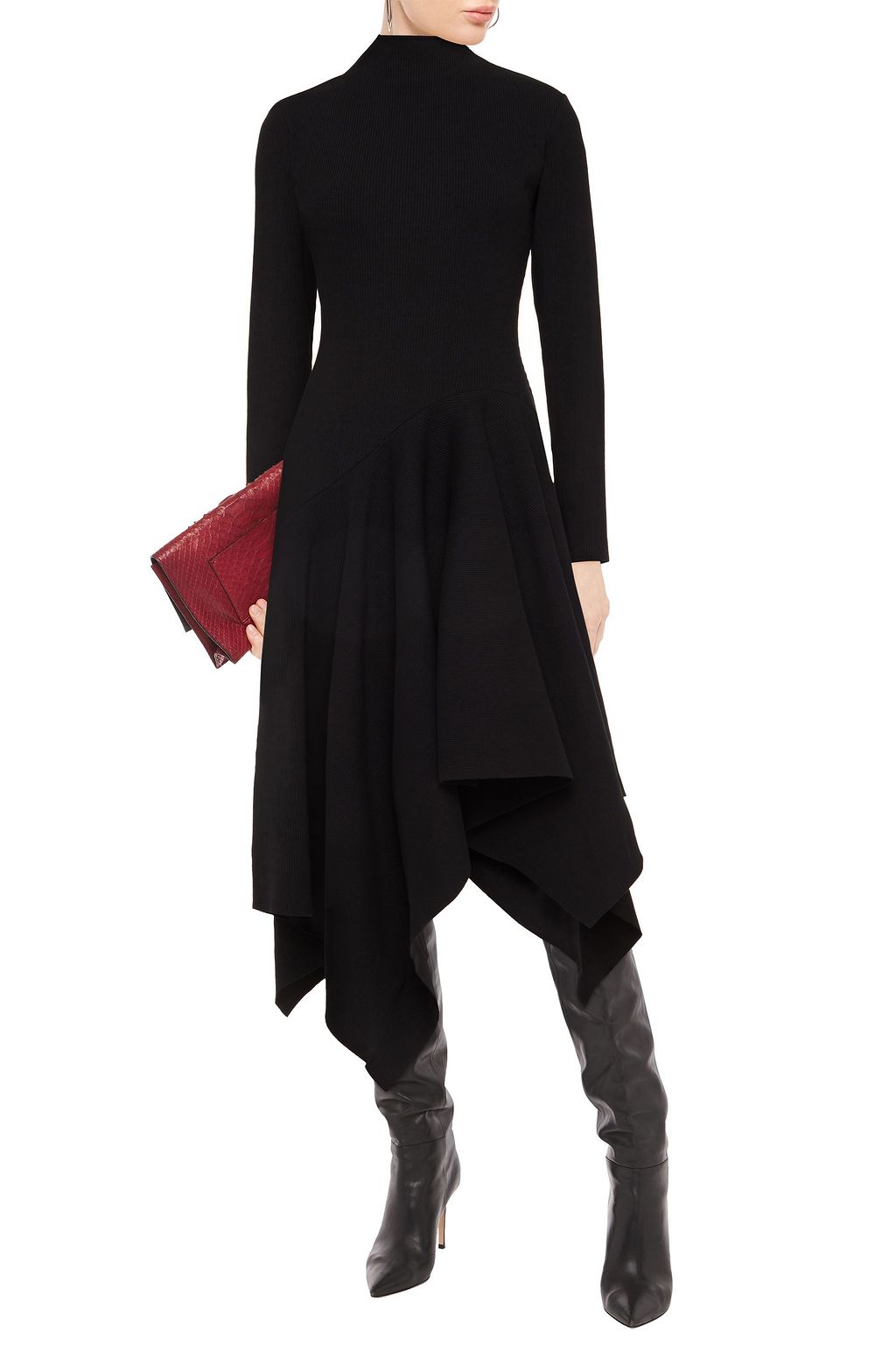 MARQUES' ALMEIDA Asymmetric ribbed organic stretch cotton-jersey midi dress