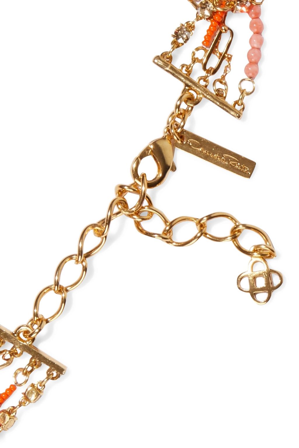OSCAR DE LA RENTA Gold-tone, faux pearl, crystal and bead necklace