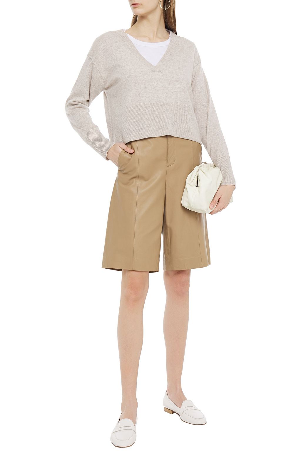 N.PEAL Cropped mélange cashmere sweater